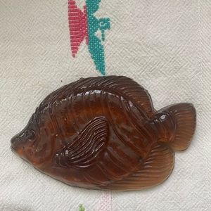 Amber glass decorative fish tile